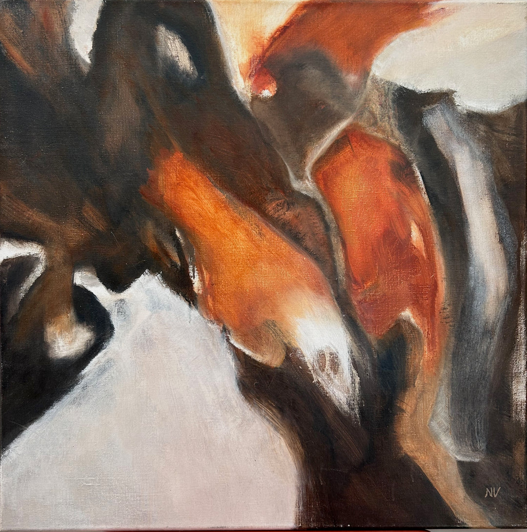 Abstract Schilderij  – Warmte, Beweging en Verstilling in Aardetinten / 60 x 60 x 2 cm