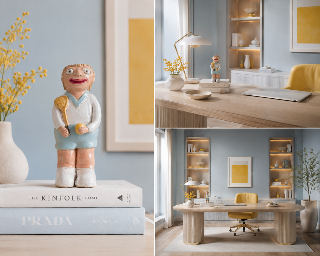 The Tennis Player – Playful Ceramic Sculpture with Character