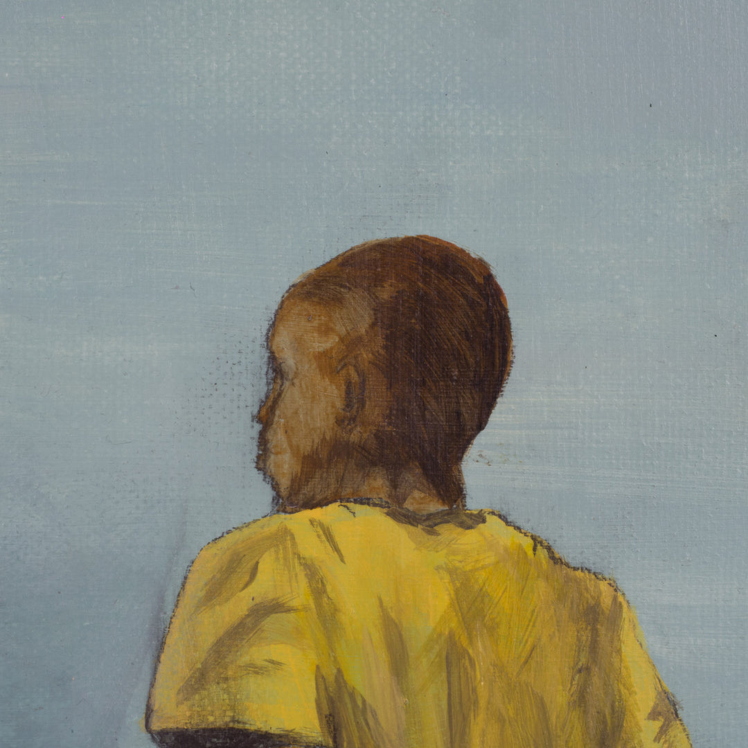 Schilderij van jonge voetballer in blauw – Atelier S