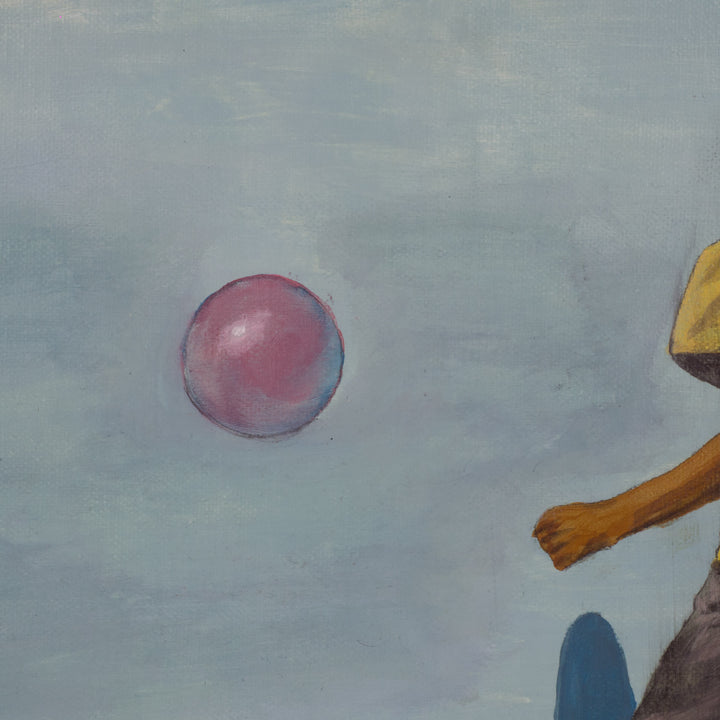 Schilderij van jonge voetballer in blauw – Atelier S