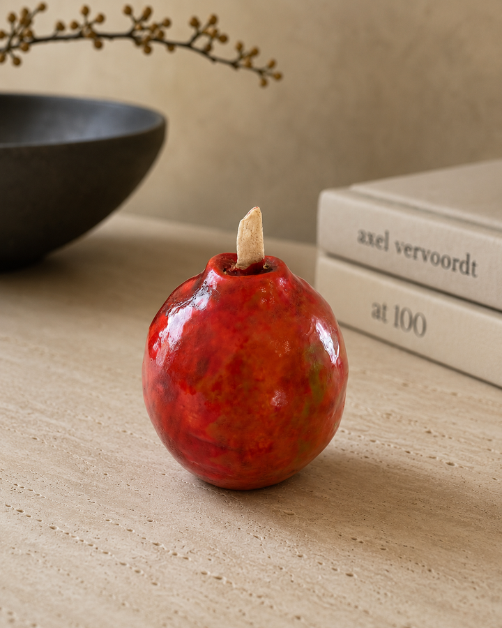 ✨ Handmade Ceramic Glazed Red Apple – Unique &amp; Social Commitment ✨