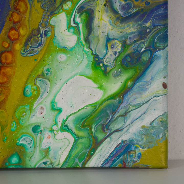 Hedendaags abstract acryl schilderij in groen