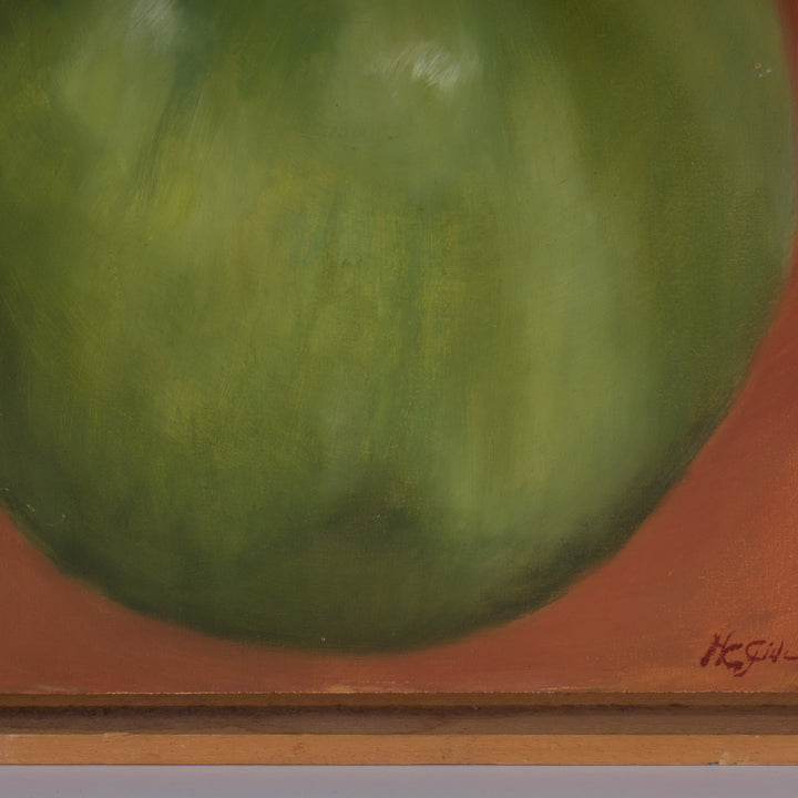 Beautiful painting of a Granny Smith apple