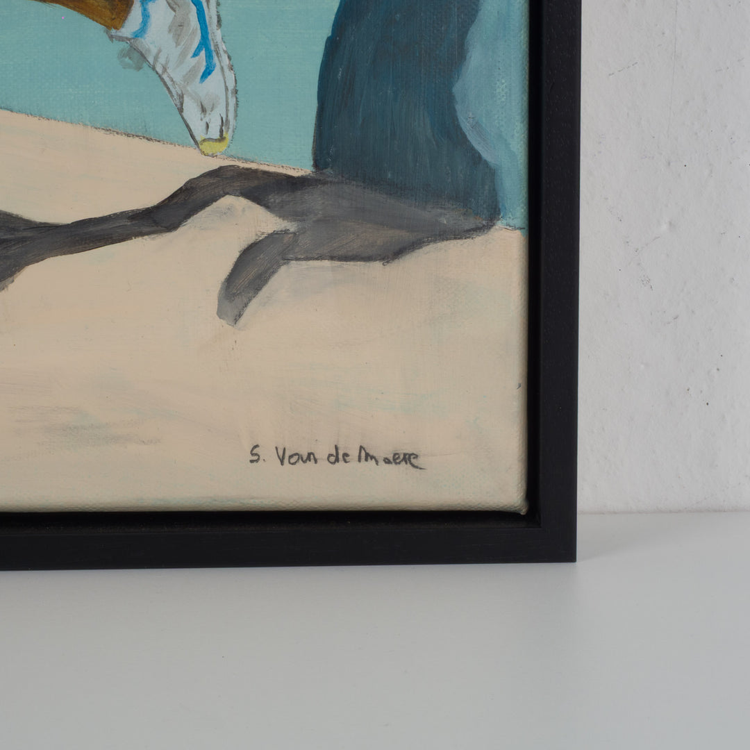 Schilderij van jonge voetballer in blauw – Atelier S