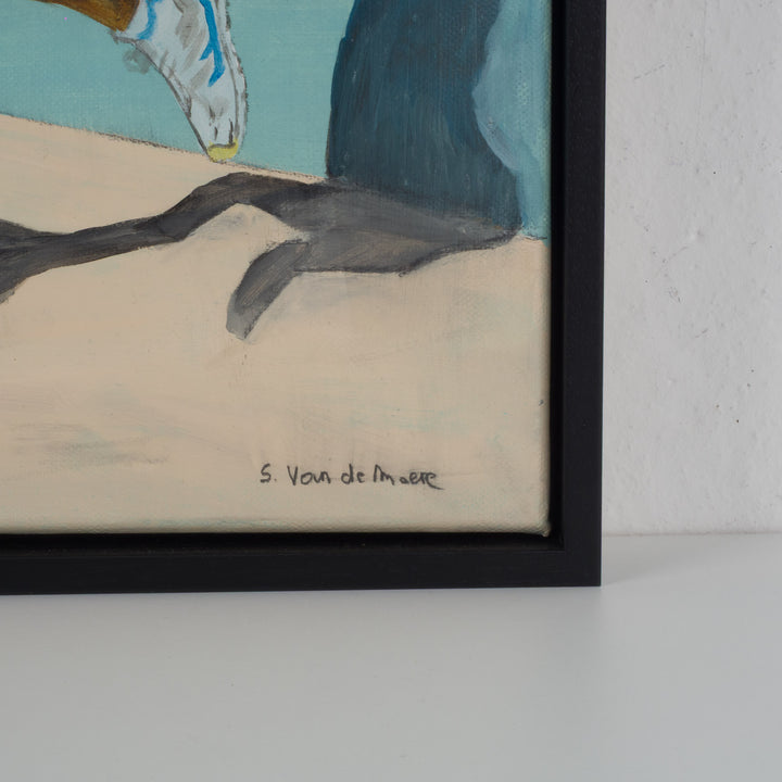 Schilderij van jonge voetballer in blauw – Atelier S