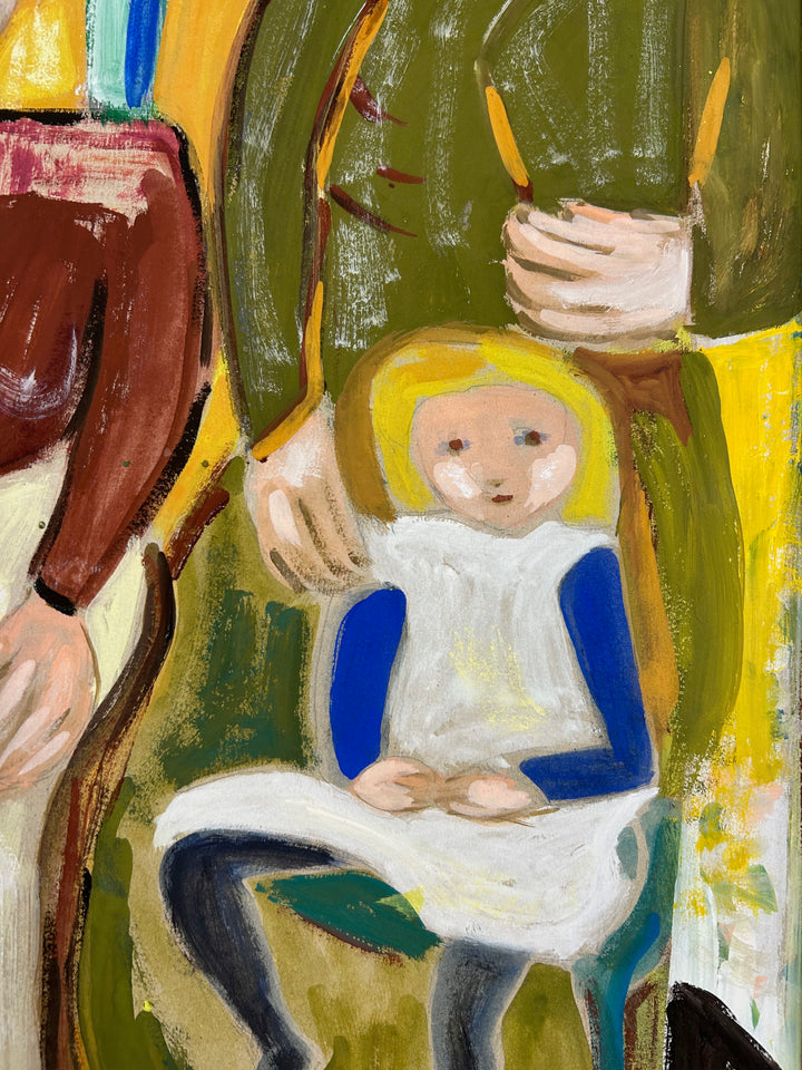Expressief schilderij 'Familie in Harmonie' door S. Matthijs