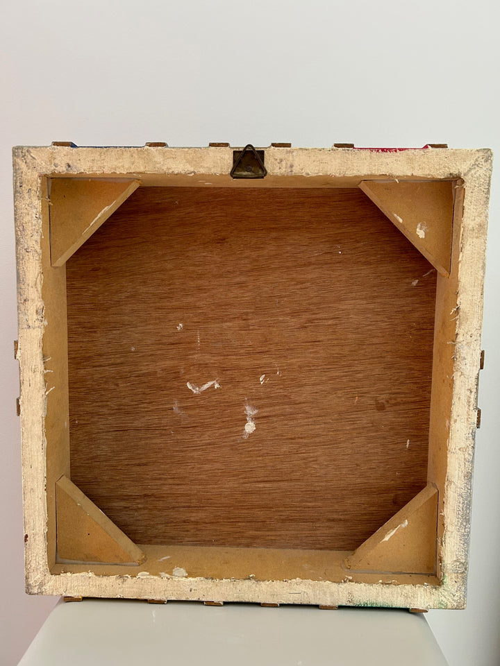 Kleur & Ritme – Vintage Geometrisch Wandobject in Hout