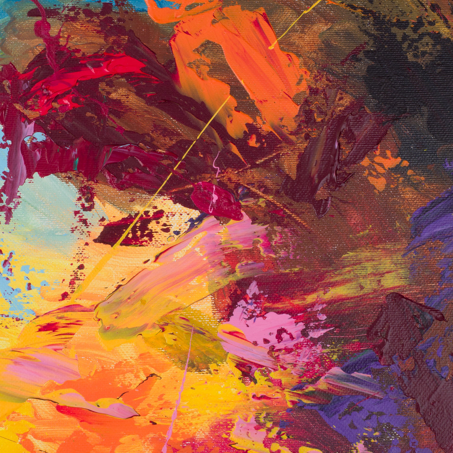 絵画 Acrylic Paint (Abstract Painting) Abstract schilderij 70x70 cm – Kleurenexplosie Nitra – De Tuin Der