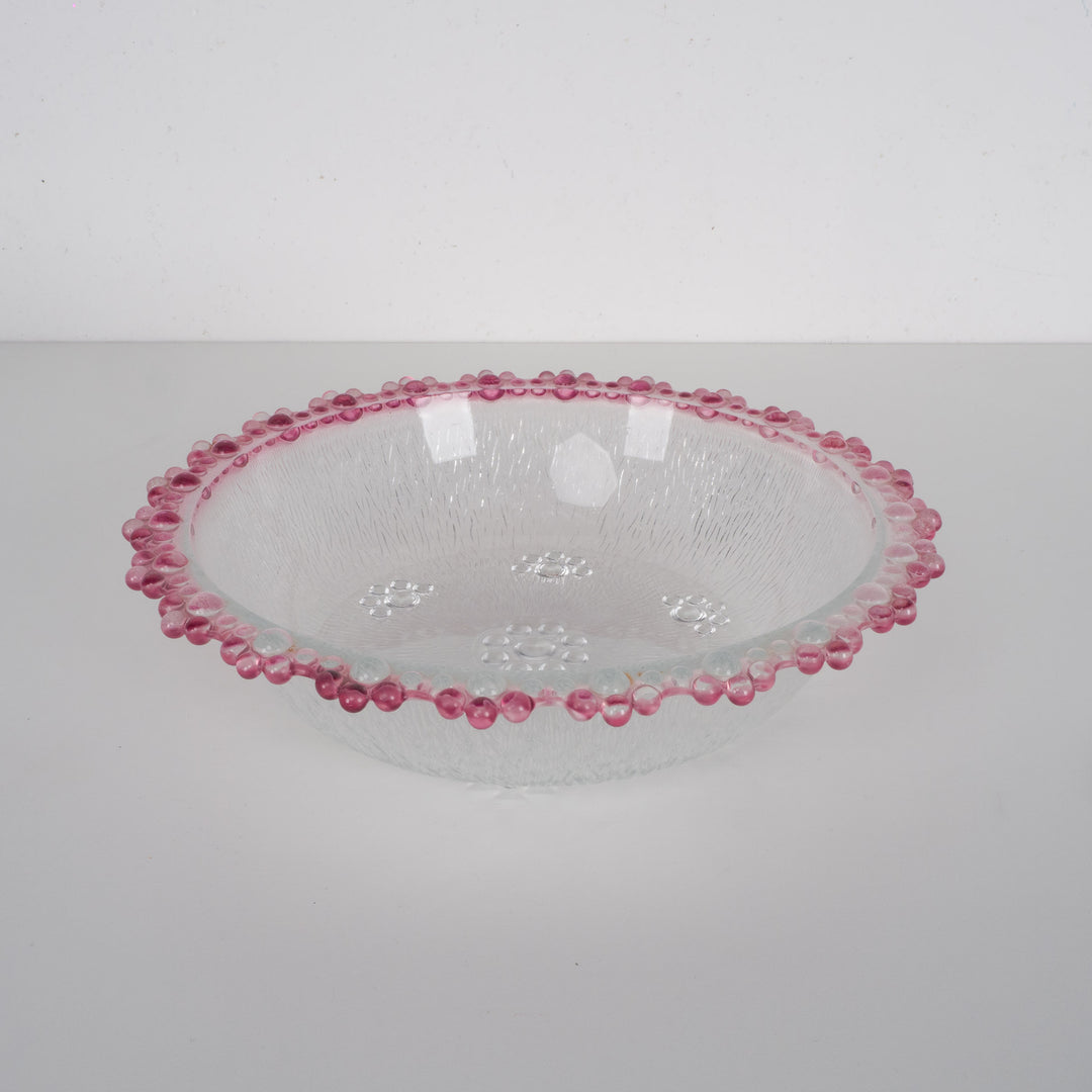 Italla vintage schaal van wit mat glas met roze accenten – klein formaat (14,5x14,5 cm) (4)