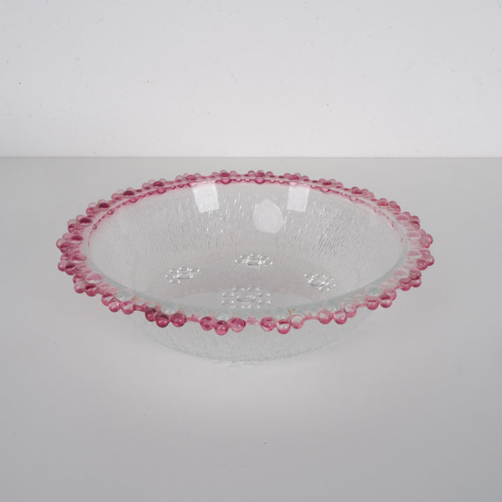 Italla vintage schaal van wit mat glas met roze accenten – klein formaat (14,5x14,5 cm) (4)