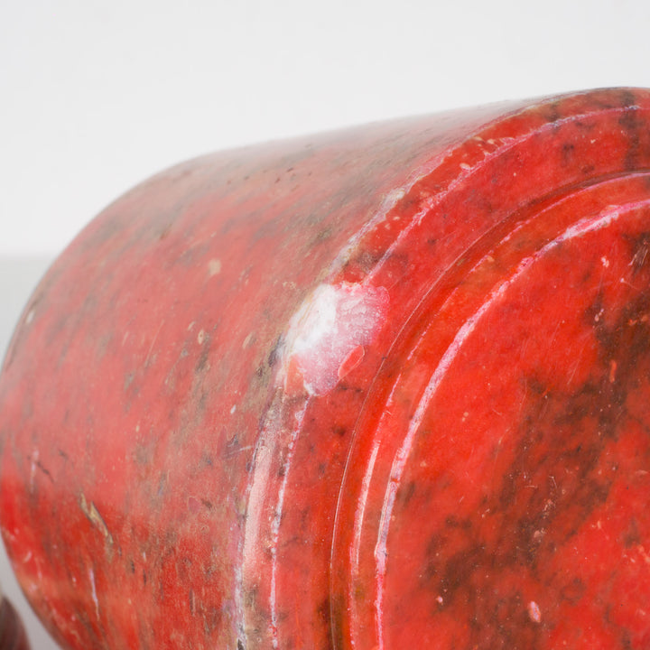 Beautiful Conical 3-Piece Red Alabaster Set with Brass Dividers