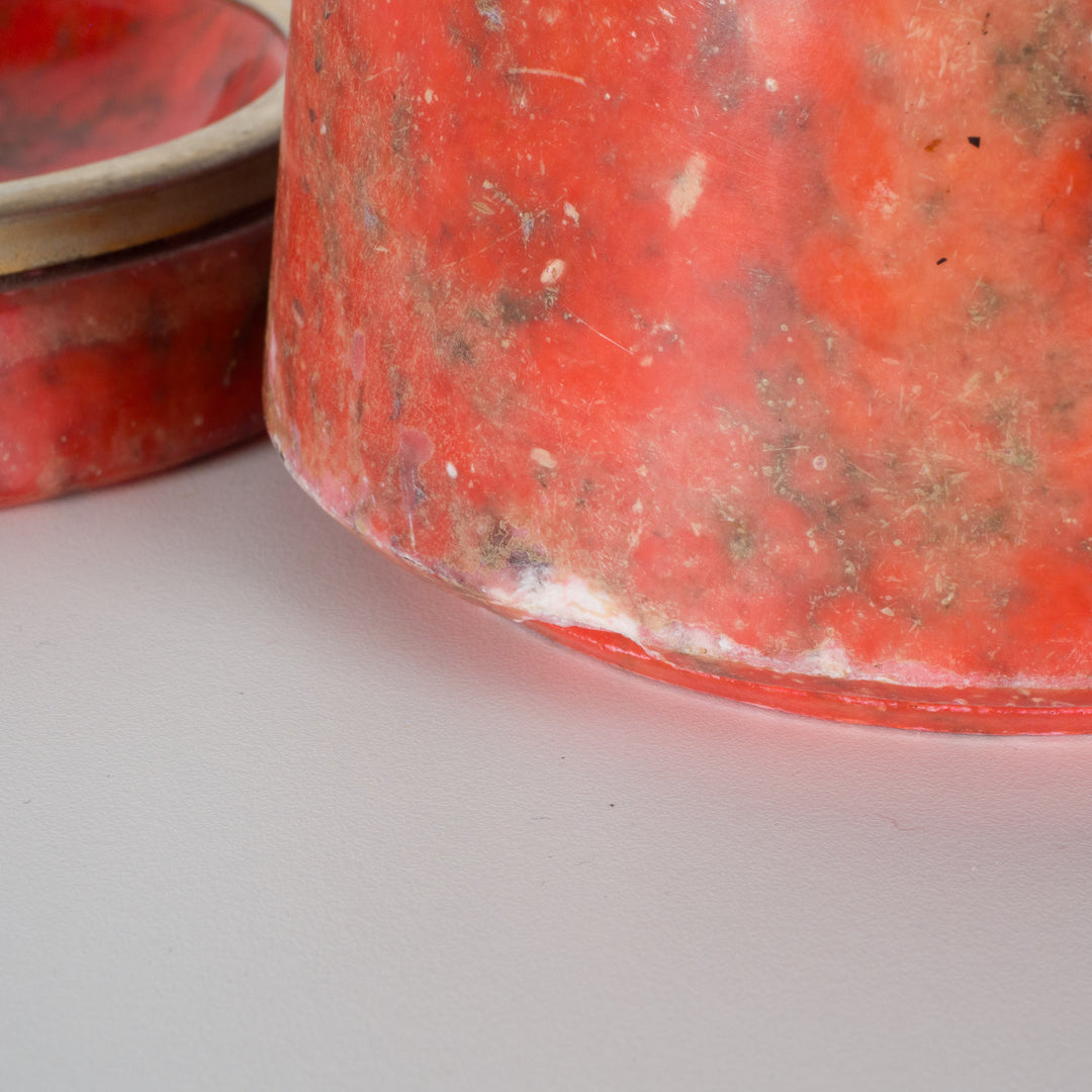 Beautiful Conical 3-Piece Red Alabaster Set with Brass Dividers