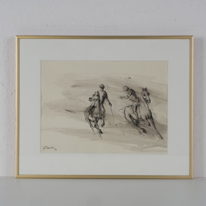 Tekening van polospelers door Roland Devolder