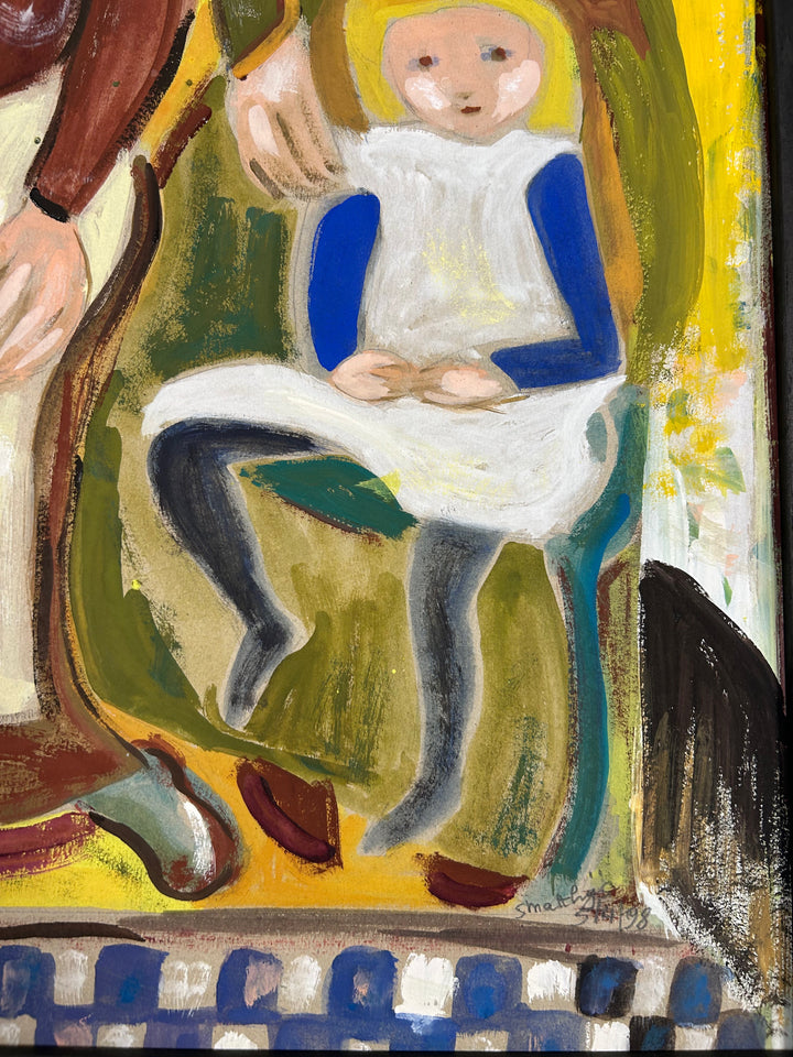 Expressief schilderij 'Familie in Harmonie' door S. Matthijs