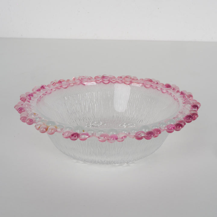 Italla schaal van wit mat glas met roze accenten – klein formaat (14,5x14,5 cm) (3)