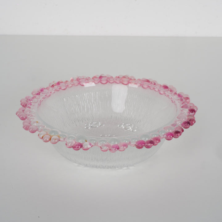 Italla schaal van wit mat glas met roze accenten – klein formaat (14,5x14,5 cm) (3)