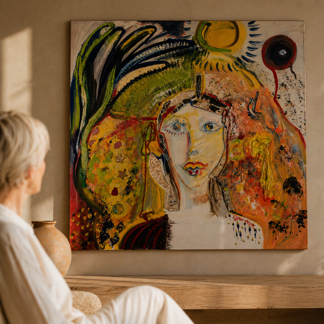 Groot Hedendaags Schilderij “Levendige Creativiteit” – Yasmine (130x130 cm)