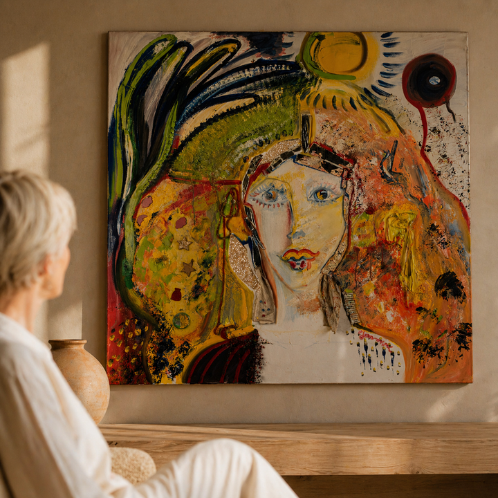 Groot Hedendaags Schilderij “Levendige Creativiteit” – Yasmine (130x130 cm)