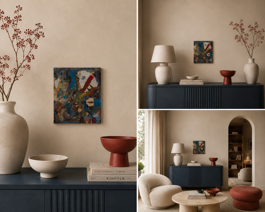 Abstract kleurrijk schilderij door kunstenaar Lopez - 60 x 50cm