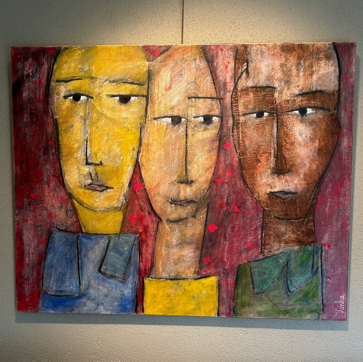Schilderij van 3 Kleurrijke Personages – Paul Vanhee (1m x 0,80m)