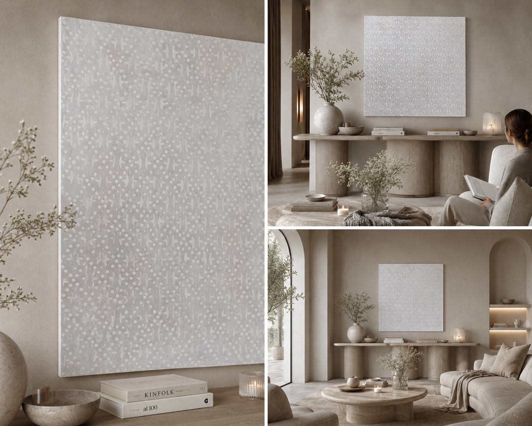 Large 3D painting in gray by Sabine Kleiren