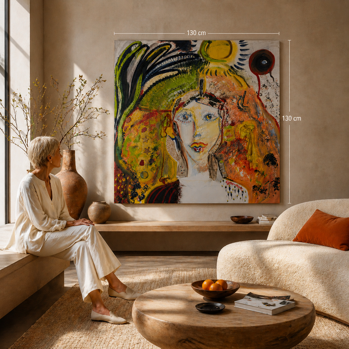 Groot Hedendaags Schilderij “Levendige Creativiteit” – Yasmine (130x130 cm)
