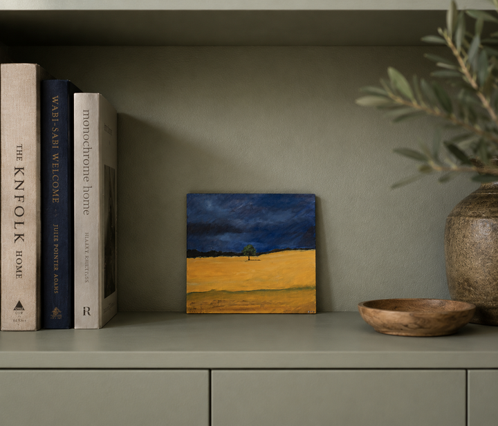 Eenzame Boom in Duinenlandschap – Subtiel Schilderijtje vol Rust / 29,5x23,5cm