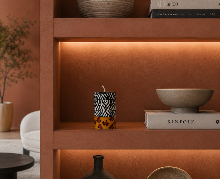 South African Candle with Zebra and Panther Motif – Exotic Atmosphere