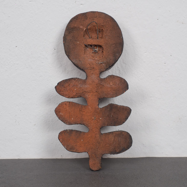 Vintage keramieken bloem – rood en oranje, stijl Perignem