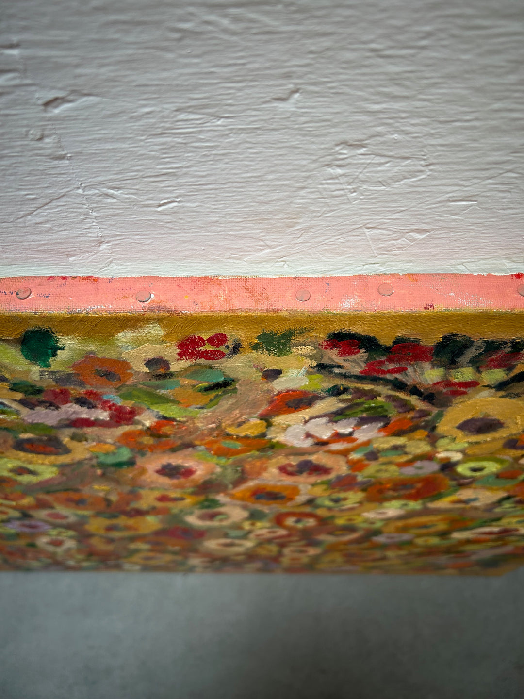 Expressief Bloemenveld in Olieverf – Gesigneerd – 80 x 70 x 1,5 cm