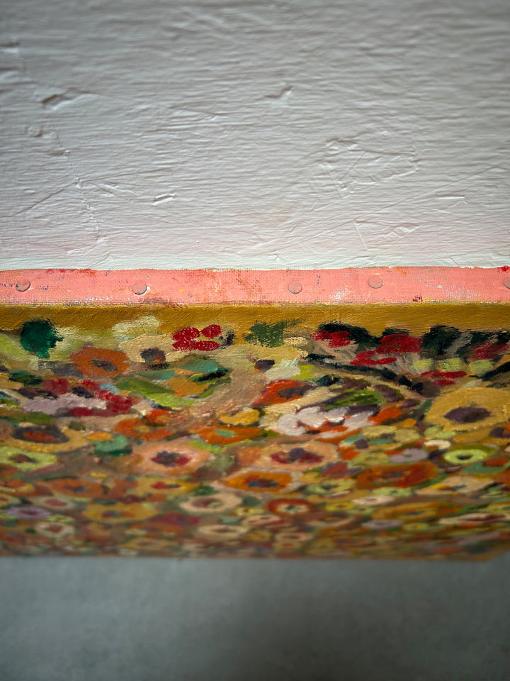 Expressief Bloemenveld in Olieverf – Gesigneerd – 80 x 70 x 1,5 cm