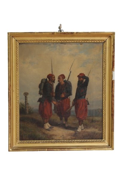 19e eeuws schilderij van militairen - De Tuin Der Kunsten