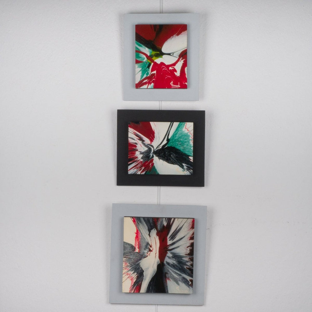 Een set van 3 abstracte schilderijen op hout - De Tuin Der Kunsten