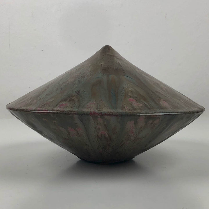 Special conical ceramic vase with flambé glaze