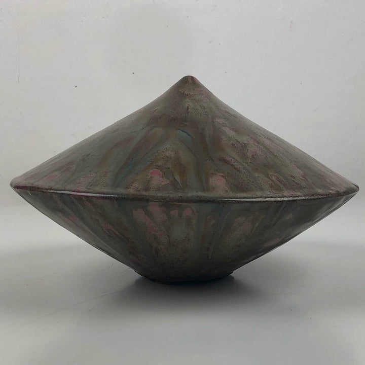 Special conical ceramic vase with flambé glaze