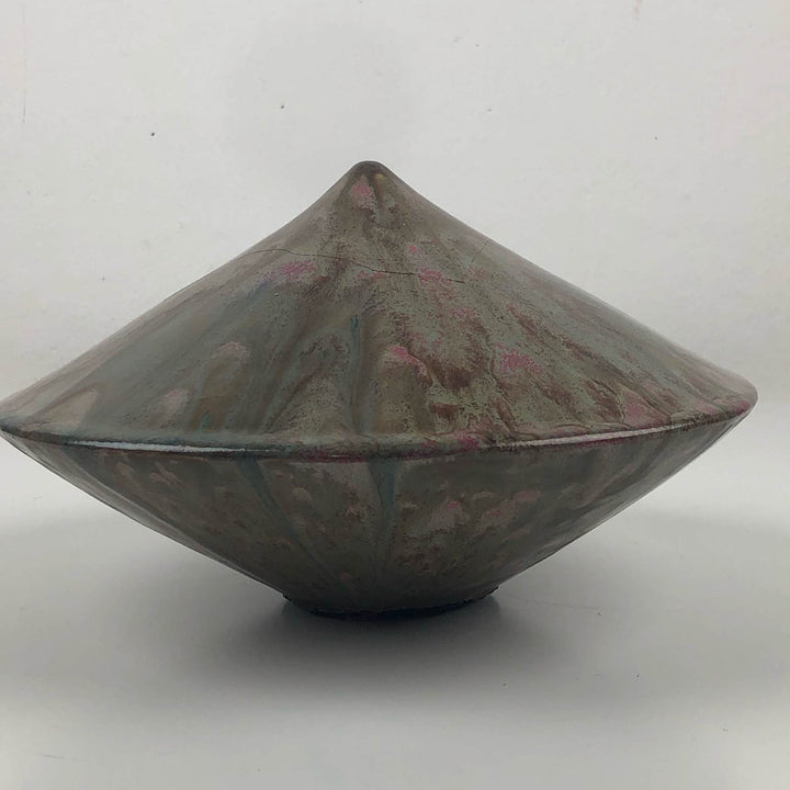 Special conical ceramic vase with flambé glaze