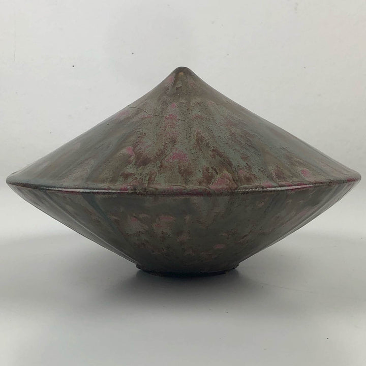 Special conical ceramic vase with flambé glaze