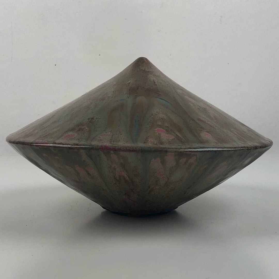 Special conical ceramic vase with flambé glaze