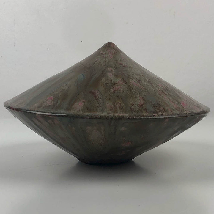 Special conical ceramic vase with flambé glaze